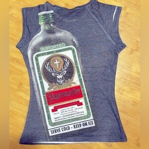 Jagermeister Graphic Muscle Tee Womens Small Gray Sleeveless Bottle Print Shirt